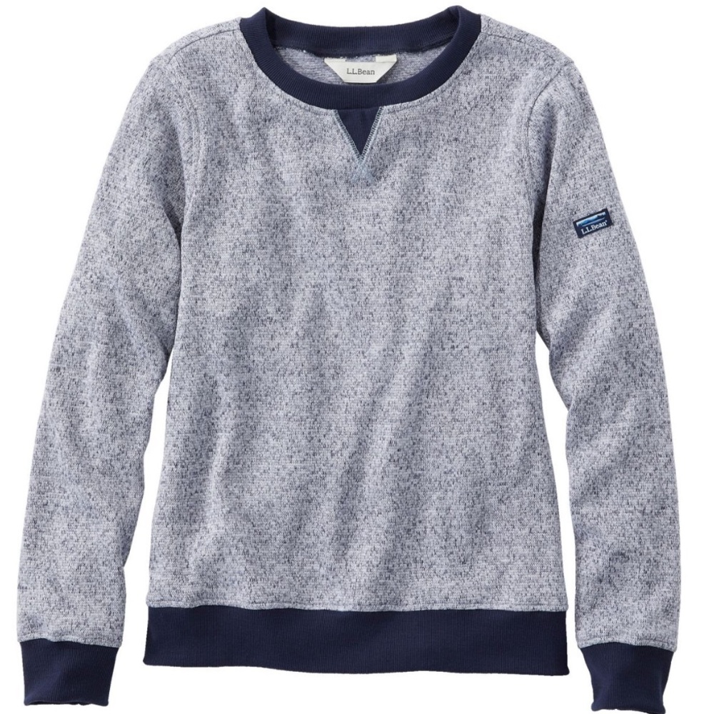 LL BEAN WOMENS LIGHTWEIGHT SWEATER FLEECE TOP IN BRIGHT NAVY HEATHER SZ S